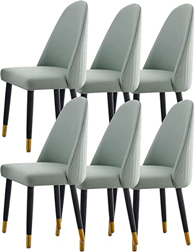 JIESOO Esszimmerstuhl Modernen Design 6er-Set Küchenstuhl Mit Massivholzfuß Stühle Aus Mikrofaser-Leder Weich Gepolsterter Sitz for Büro Lounge Esszimmer Küche(Light Green) von JIESOO