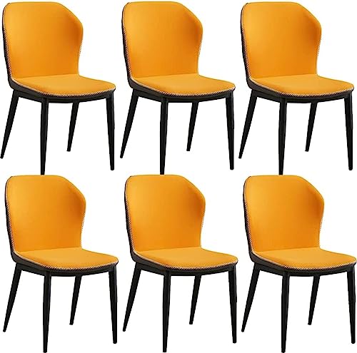 JIESOO Esszimmerstuhl Modernen Design 6er-Set Wasserdichter Empfangsstuhl Aus PU-Leder Mit Hoher Rückenlehne Gepolsterter Weicher Sitz for Esszimmer Und Wohnzimmer(Orange) von JIESOO