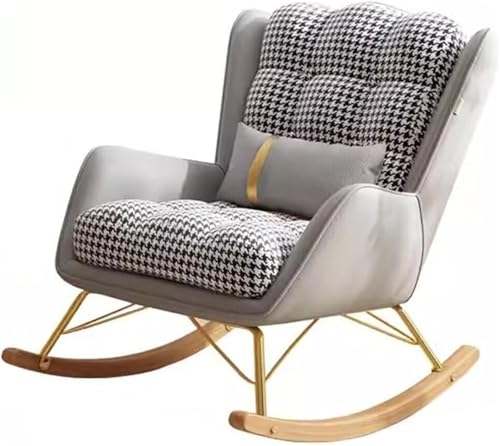 JIESOO Freizeit-Schaukelstuhl-Und Fußhocker-Set Mid-Century-Liegestuhl mit Lendenkissen, Gepolsterter Breiter Sitz for Wohnzimmer(Lignt Grey 2,Without) von JIESOO