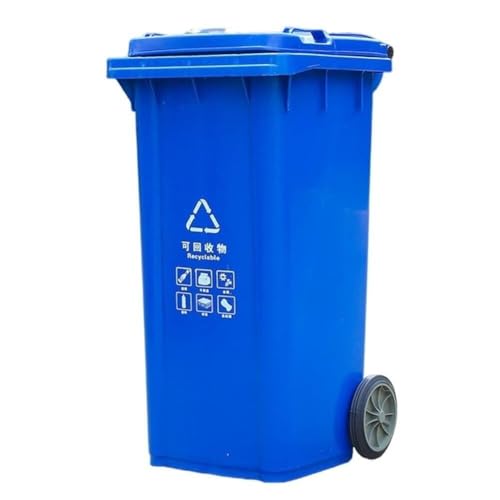 JIESOO Großer Mülleimer Außenbereich Mit Deckel 50L 100L 120L Küchenmülleimer For Veranda, Hinterhof, Terrasse(Blue,100L) von JIESOO