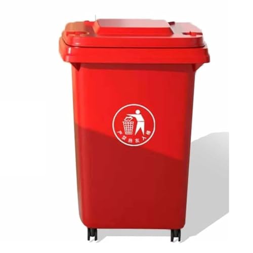JIESOO Großer Mülleimer Außenbereich Mit Deckel 50L 100L 120L Küchenmülleimer For Veranda, Hinterhof, Terrasse(Red,50L) von JIESOO