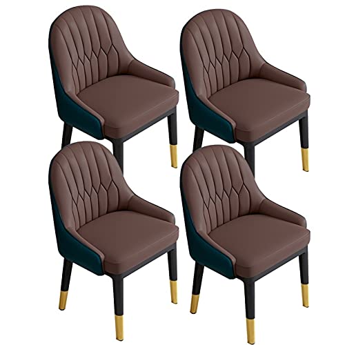 JIESOO Küche Esszimmerstühle 4er-Set Moderne Kunstleder Akzent Stühle Wohnzimmerstühle Mit Hoher Rückenlehne, Weichem Sitz, Metallbeinen Bürosessel(Dark Coffee+Navy Blue) von JIESOO