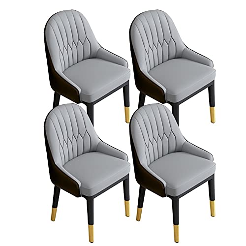 JIESOO Küche Esszimmerstühle 4er-Set Moderne Kunstleder Akzent Stühle Wohnzimmerstühle Mit Hoher Rückenlehne, Weichem Sitz, Metallbeinen Bürosessel(Gray+Dark Brown) von JIESOO