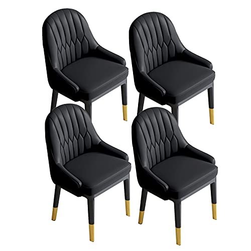 JIESOO Küche Esszimmerstühle 4er-Set Moderne Kunstleder Akzent Stühle Wohnzimmerstühle Mit Hoher Rückenlehne, Weichem Sitz, Metallbeinen Bürosessel(Negro) von JIESOO