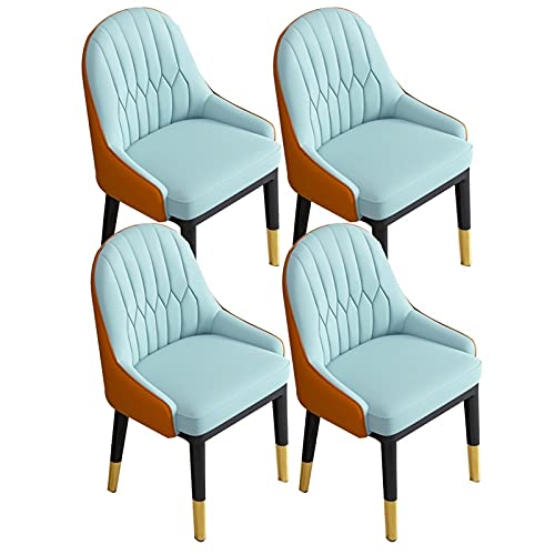 JIESOO Küche Esszimmerstühle 4er-Set Moderne Kunstleder Akzent Stühle Wohnzimmerstühle Mit Hoher Rückenlehne, Weichem Sitz, Metallbeinen Bürosessel(Sky Blue+orange) von JIESOO