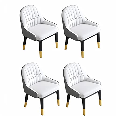 JIESOO Küche Esszimmerstühle 4er-Set Moderne Kunstleder Akzent Stühle Wohnzimmerstühle Mit Hoher Rückenlehne, Weichem Sitz, Metallbeinen Bürosessel(White+Gray) von JIESOO