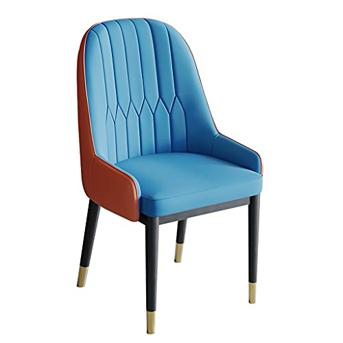 JIESOO Küche Esszimmerstühle Moderne PU-Leder Hohe Rückenlehne Weicher Sitz Metallbeine Wohnzimmerstühle Lounge Counter Accent Stühle(Dark Blue+Yellow) von JIESOO