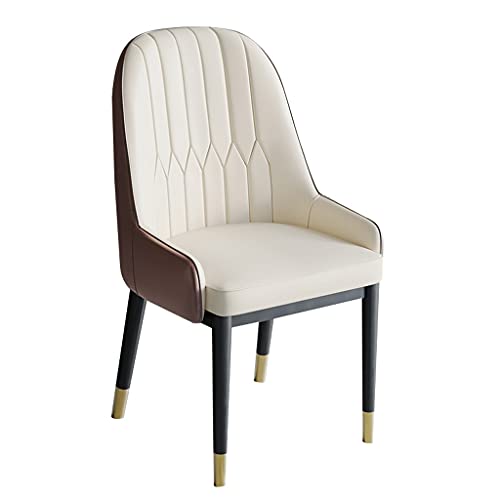 JIESOO Küche Esszimmerstühle Moderne PU-Leder Hohe Rückenlehne Weicher Sitz Metallbeine Wohnzimmerstühle Lounge Counter Accent Stühle(Off-White+Coffee Color) von JIESOO