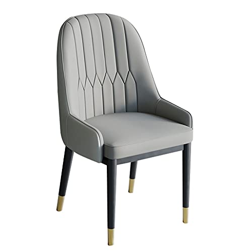 JIESOO Küche Esszimmerstühle Moderne PU-Leder Hohe Rückenlehne Weicher Sitz Metallbeine Wohnzimmerstühle Lounge Counter Accent Stühle(Pure Gray) von JIESOO