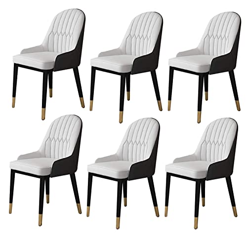 JIESOO Küche Wohnzimmer Esszimmerstühle 6er Set Moderne Esszimmerstühle Aus PU-Leder Mit Hoher Rückenlehne Und Weicher Sitzfläche，Wasserdichter Beistellstuhl Aus Leder Mit Metallbeinen(White+Black) von JIESOO