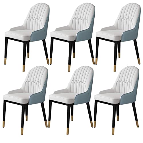 JIESOO Küche Wohnzimmer Esszimmerstühle 6er Set Moderne Esszimmerstühle Aus PU-Leder Mit Hoher Rückenlehne Und Weicher Sitzfläche,Wasserdichter Beistellstuhl Aus Leder Mit Metallbeinen(White+light blu JIESOO Küche Wohnzimmer Esszimmerstühle 6er Set Moderne Esszimmerstühle Aus PU-Leder Mit Hoher Rückenlehne Und Weicher Sitzfläche,Wasserdichter Beistellstuhl Aus Leder Mit Metallbeinen(White+light blu von JIESOO