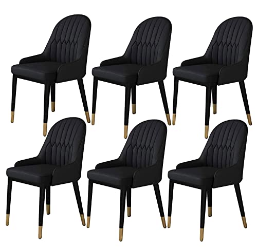 JIESOO Küche Wohnzimmer Esszimmerstühle 6er Set Moderne Esszimmerstühle Aus PU-Leder Mit Hoher Rückenlehne Und Weicher Sitzfläche，Wasserdichter Beistellstuhl Aus Leder Mit Metallbeinen(Negro) von JIESOO