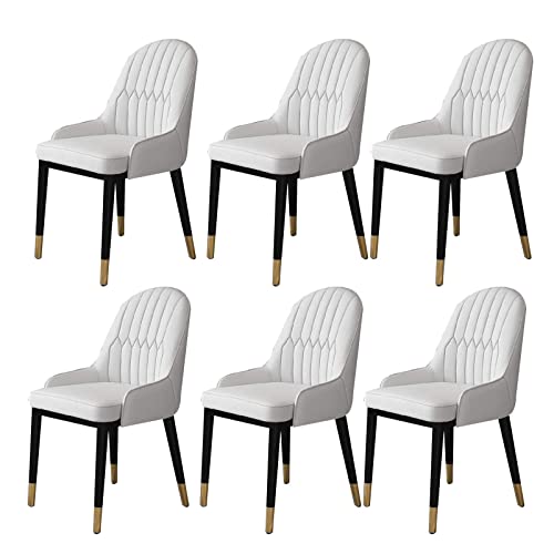 JIESOO Küche Wohnzimmer Esszimmerstühle 6er Set Moderne Esszimmerstühle Aus PU-Leder Mit Hoher Rückenlehne Und Weicher Sitzfläche，Wasserdichter Beistellstuhl Aus Leder Mit Metallbeinen(White) von JIESOO