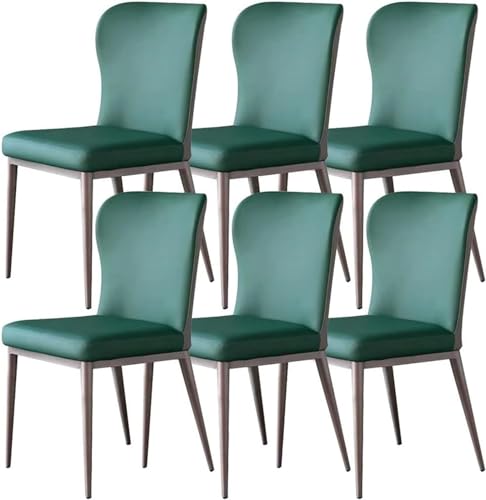 JIESOO Küchen Beistellstühle Mikrofaser-Leder 6er-Set Ergonomischer Sitz Stabile Esszimmerstühle mit Metallbeinen Karbonstahl for Büro Lounge Esszimmer Küche Schlafzimmer(Emerald Green) von JIESOO
