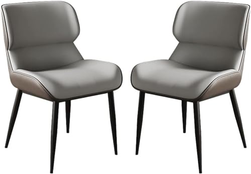 JIESOO Küchen Esszimmermöbel Stühle 2er-Set Bürostuhl Mikrofaser-Leder Mit Stuhlbeinen Karbonstahl-Metall for Wohnzimmer Esszimmer Schlafzimmer (Color : Dark Gray) von JIESOO