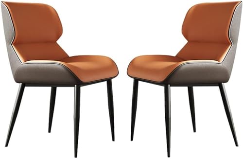 JIESOO Küchen Esszimmermöbel Stühle 2er-Set Bürostuhl Mikrofaser-Leder Mit Stuhlbeinen Karbonstahl-Metall for Wohnzimmer Esszimmer Schlafzimmer (Color : Orange) von JIESOO