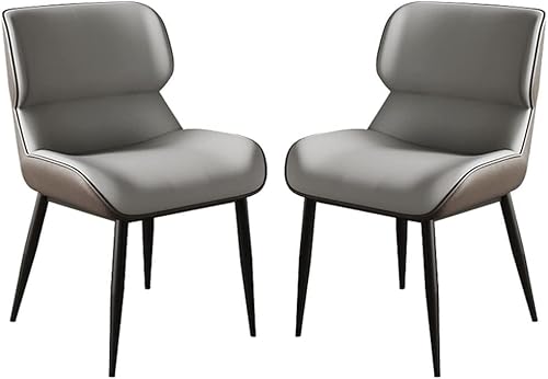 JIESOO Küchen Esszimmerstühle 2er-Set Bürostuhl Mikrofaser-Leder mit Stuhlbeinen Kohlenstoffstahl Und Metall for Lounge Esszimmer Schlafzimmer(Dark Gray) von JIESOO