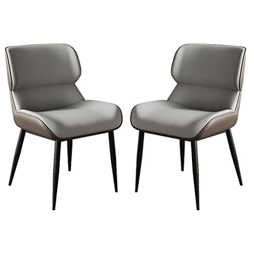 JIESOO Küchen Esszimmerstühle 2er Set Mikrofaser Leder Bürostuhl mit Kohlenstoffstahl Metall Stuhlbeinen Für Lounge Esszimmer Schlafzimmer(Dark Gray) von JIESOO