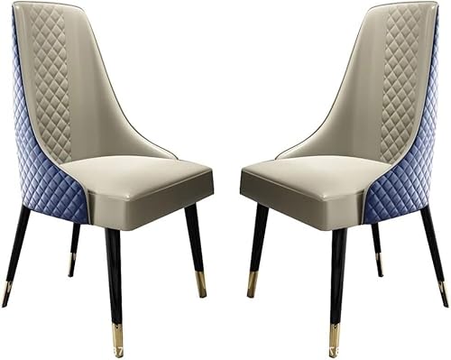JIESOO Küchen Esszimmerstühle 2er-Set Moderner Gepolsterter Weicher Sitz PU-Leder mit Hoher Rückenlehne Und Beinen Massivholz for Büro Lounge Esszimmer Schlafzimmer(Blue) von JIESOO