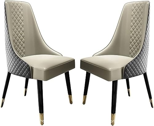 JIESOO Küchen Esszimmerstühle 2er-Set Moderner Gepolsterter Weicher Sitz PU-Leder mit Hoher Rückenlehne Und Beinen Massivholz for Büro Lounge Esszimmer Schlafzimmer(Grey) von JIESOO