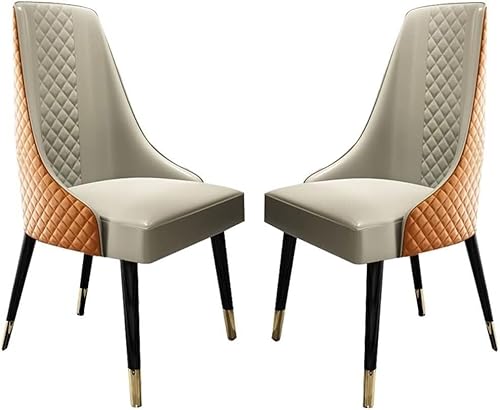 JIESOO Küchen Esszimmerstühle 2er-Set Moderner Gepolsterter Weicher Sitz PU-Leder mit Hoher Rückenlehne Und Beinen Massivholz for Büro Lounge Esszimmer Schlafzimmer(Orange) von JIESOO