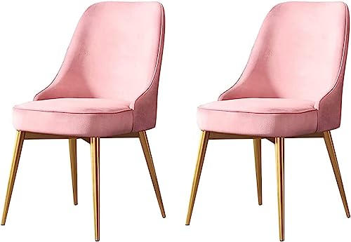 JIESOO Küchen Esszimmerstühle 2er-Set Wohnzimmerstuhl mit Goldenen Beinen Aus Samt for Apartment Balkon Schlafzimmer Wohnzimmer(Pink) von JIESOO