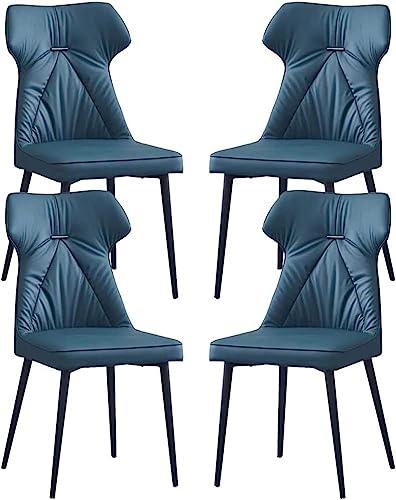 JIESOO Küchen-Esszimmerstühle 4er-Set Kunstleder Küche Wohnzimmer Lounge Thekenstühle Stabile Metallbeine Aus Karbonstahl(Dark Blue) von JIESOO