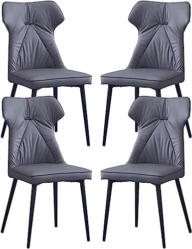 JIESOO Küchen-Esszimmerstühle 4er-Set Kunstleder Küche Wohnzimmer Lounge Thekenstühle Stabile Metallbeine Aus Karbonstahl(Dark Gray) von JIESOO