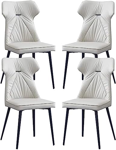 JIESOO Küchen-Esszimmerstühle 4er-Set Kunstleder Küche Wohnzimmer Lounge Thekenstühle Stabile Metallbeine Aus Karbonstahl(White) von JIESOO