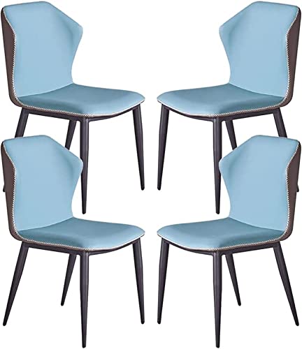 JIESOO Küchen-Esszimmerstühle 4er-Set Moderner Beistellstuhl Aus Mikrofaser-Leder mit Beinen Aus Karbonstahl for Küche Esszimmer Schlafzimmer Wohnzimmer(Light Blue) von JIESOO