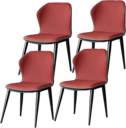 JIESOO Küchen-Esszimmerstühle 4er-Set Moderner Beistellstuhl Aus Mikrofaser-Leder mit Beinen Aus Karbonstahl for Küche Esszimmer Schlafzimmer Wohnzimmer(Red) von JIESOO