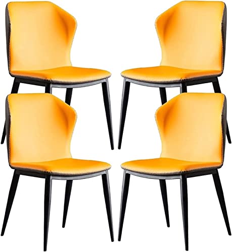 JIESOO Küchen-Esszimmerstühle 4er-Set Moderner Beistellstuhl Aus Mikrofaser-Leder mit Beinen Aus Karbonstahl for Küche Esszimmer Schlafzimmer Wohnzimmer(Yellow) von JIESOO