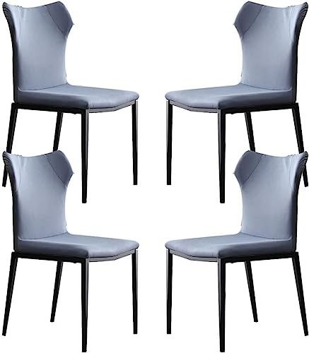 JIESOO Küchen-Esszimmerstühle 4er-Set Technologie-Stoff Schlafzimmer Ehezimmer Balkon Sofa Stuhl Beine Aus Kohlenstoffstahl Metallbeine Wohnzimmer-Seitenstuhl(Blue) von JIESOO