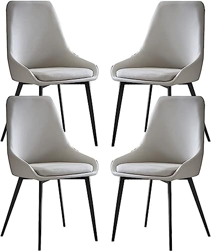 JIESOO Küchen-Esszimmerstühle 4er-Set Wasserdichter Beistellstuhl Aus PU-Leder Mit Metallbeinen Aus Karbonstahl for Gewerbliche Restaurants Zu Hause(Light Gray) von JIESOO