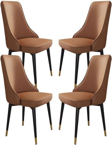 JIESOO Küchen Esszimmerstühle 4er-Set Wohnzimmerstühle Beistellstuhl Wasserdichtem Kunstleder Mit Metallbeinen for Büro Lounge Esszimmer Küche Schlafzimmer(Coffee,Golden Feet) von JIESOO