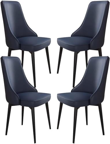 JIESOO Küchen Esszimmerstühle 4er-Set Wohnzimmerstühle Beistellstuhl Wasserdichtem Kunstleder Mit Metallbeinen for Büro Lounge Esszimmer Küche Schlafzimmer(Dark Blue,Black Feet) von JIESOO