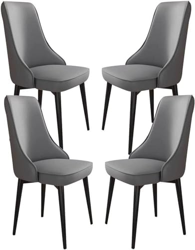 JIESOO Küchen Esszimmerstühle 4er-Set Wohnzimmerstühle Beistellstuhl Wasserdichtem Kunstleder Mit Metallbeinen for Büro Lounge Esszimmer Küche Schlafzimmer(Dark Grey,Black Feet) von JIESOO