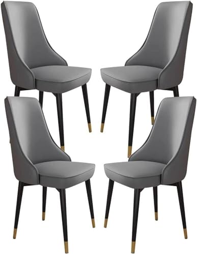 JIESOO Küchen Esszimmerstühle 4er-Set Wohnzimmerstühle Beistellstuhl Wasserdichtem Kunstleder Mit Metallbeinen for Büro Lounge Esszimmer Küche Schlafzimmer(Dark Grey,Golden Feet) von JIESOO