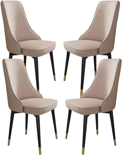 JIESOO Küchen Esszimmerstühle 4er-Set Wohnzimmerstühle Beistellstuhl Wasserdichtem Kunstleder Mit Metallbeinen for Büro Lounge Esszimmer Küche Schlafzimmer(Khaki,Golden Feet) von JIESOO