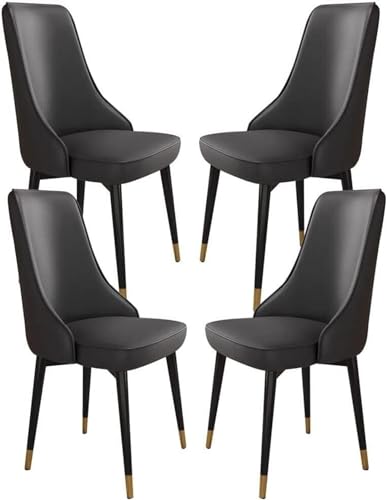 JIESOO Küchen Esszimmerstühle 4er-Set Wohnzimmerstühle Beistellstuhl Wasserdichtem Kunstleder Mit Metallbeinen for Büro Lounge Esszimmer Küche Schlafzimmer(Negro,Golden Feet) von JIESOO