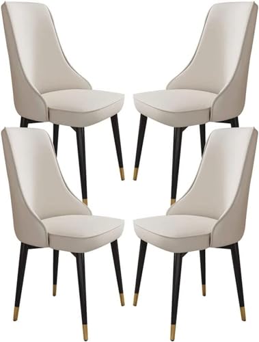 JIESOO Küchen Esszimmerstühle 4er-Set Wohnzimmerstühle Beistellstuhl Wasserdichtem Kunstleder Mit Metallbeinen for Büro Lounge Esszimmer Küche Schlafzimmer(Off White,Golden Feet) von JIESOO