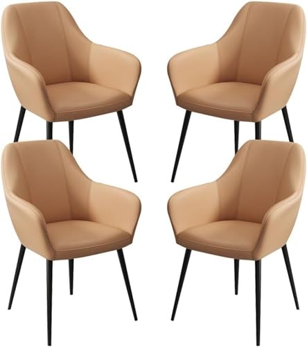 JIESOO Küchen Esszimmerstühle 4er-Set Wohnzimmerstühle mit Handlauf Aus Mikrofaserleder Ergonomischer Sitz, Stabile Metallbeine Aus Karbonstahl for Büro, Lounge, Esszimmer, Küche(Coffee) von JIESOO