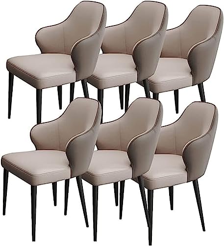 JIESOO Küchen Esszimmerstühle 6er-Set Ergonomische Armlehnenstühle Metallbeine Komfort-Akzentstühle for Theken-Lounge-Wohnzimmerstuhl(Light Grey+Dark Grey) von JIESOO