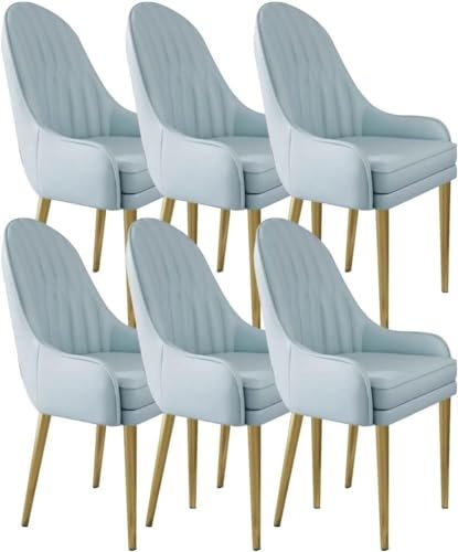 JIESOO Küchen-Esszimmerstühle 6er-Set Lounge-Thekenstühle Mikrofaserleder Wohnzimmer Stabile Metallbeine Karbonstahl for Die Bürolounge, Esszimmerküche(Haze Blue) von JIESOO