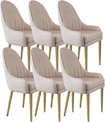 JIESOO Küchen-Esszimmerstühle 6er-Set Lounge-Thekenstühle Mikrofaserleder Wohnzimmer Stabile Metallbeine Karbonstahl for Die Bürolounge, Esszimmerküche(Khaki) von JIESOO