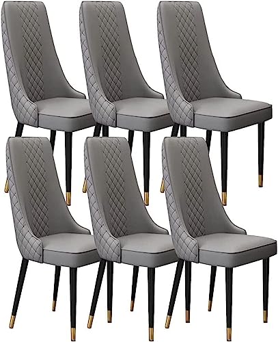 JIESOO Küchen Esszimmerstühle 6er-Set Mikrofaser-Leder Hohe Rückenlehne Gepolsterter Weicher Sitz Stabile Metallbeine Aus Karbonstahl for Büro Lounge Esszimmer Küche(Dark Grey) von JIESOO