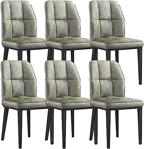 JIESOO Küchen Esszimmerstühle 6er-Set Wasserdichter Beistellstuhl PU-Leder Mit Metallbeinen Karbonstahl for Büro Lounge Esszimmer Schlafzimmer(Blue Gray) von JIESOO