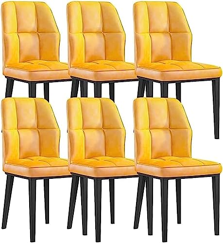JIESOO Küchen Esszimmerstühle 6er-Set Wasserdichter Beistellstuhl PU-Leder Mit Metallbeinen Karbonstahl for Büro Lounge Esszimmer Schlafzimmer(Yellow) von JIESOO