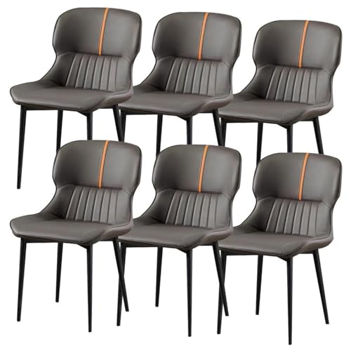 JIESOO Küchen Esszimmerstühle 6er-Set Wasserdichter Beistellstuhl PU-Leder Mit Metallbeinen for Büro, Lounge, Esszimmer, Küche, Schlafzimmer(Grey) von JIESOO