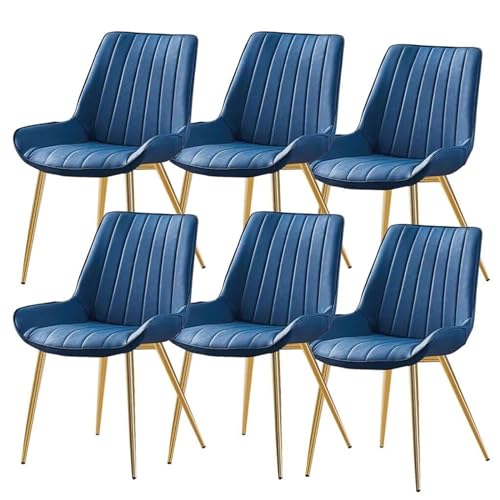 JIESOO Küchen Esszimmerstühle 6er-Set Weich Gepolsterter Sitz Aus PU-Leder Und Metallbeine Moderne Wohnzimmer-Beistellstühle for Büro, Lounge Esszimmer, Küche, Schlafzimmer(Blue) von JIESOO